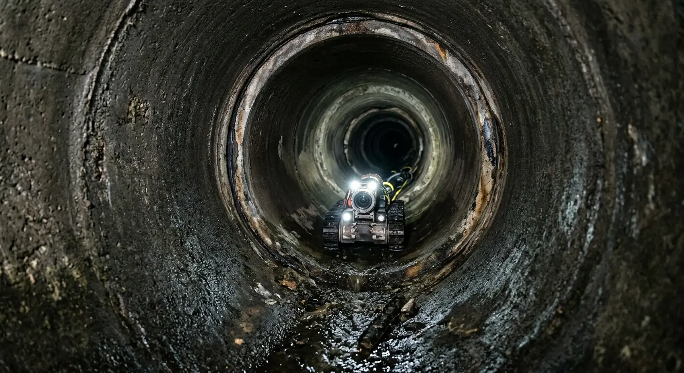Robotic sewer camera inspecting pipe interior for Sewer Line Repair in Flossmoor